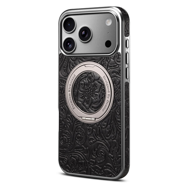 Genuine Leather Printed Gear Electroplated Phone Case