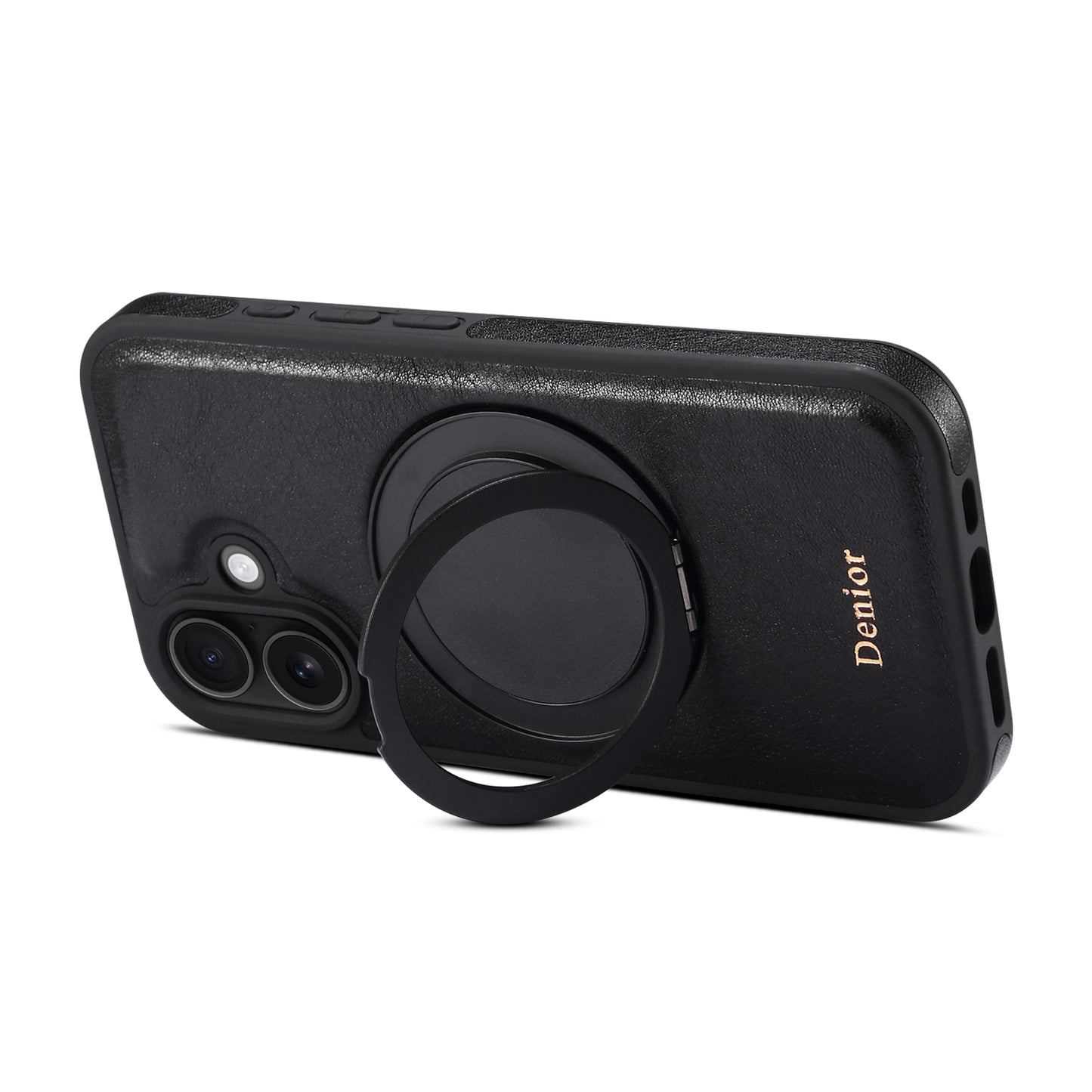 Genuine Leather 360° Rotating Gear Stand Phone Case