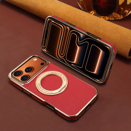 Genuine Leather Gear Electroplated Phone Case