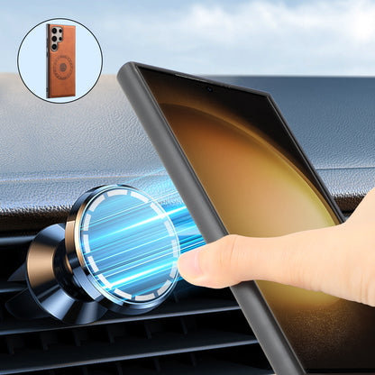 PU Retro Faux Leather Texture Magnetic Phone Case (For Samsung)