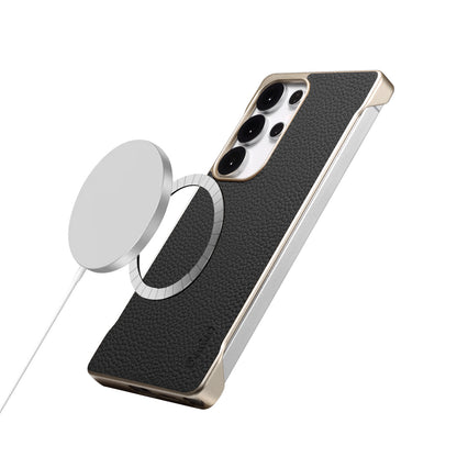 Genuine Leather Litchi Texture Magnetic Phone Case (For Samsung)