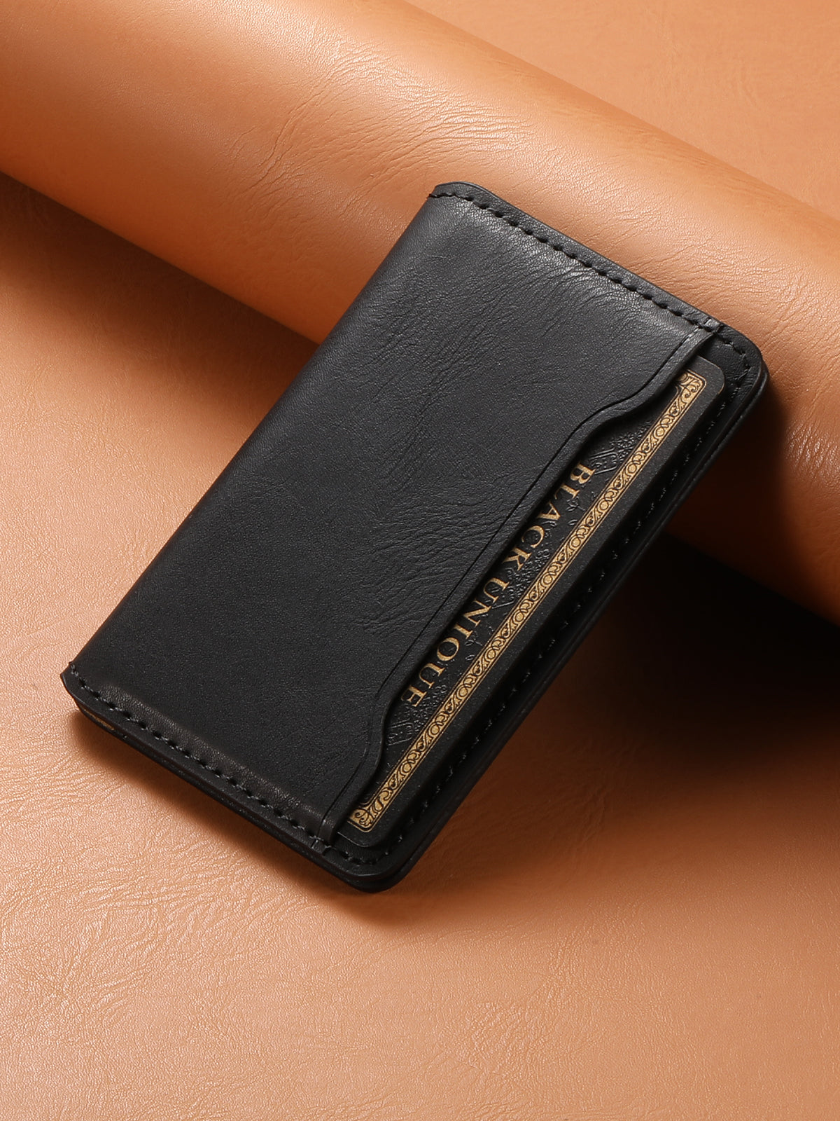 PU Faux Leather Cow Pattern Magnetic Card Holder