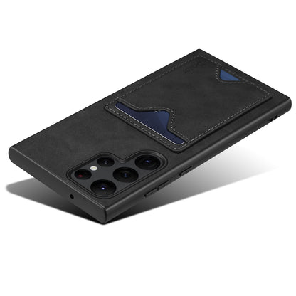 PU Retro Faux Leather Dual Card Slot Kickstand Phone Case (For Samsung)