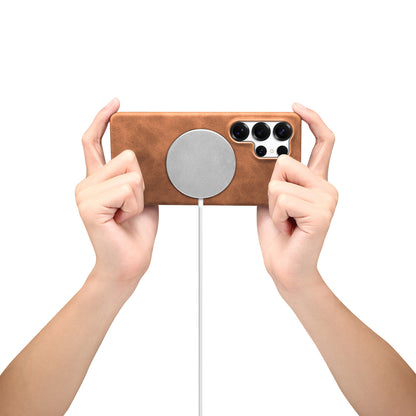 PU Retro Faux Leather PC Magnetic Phone Case (For Samsung)