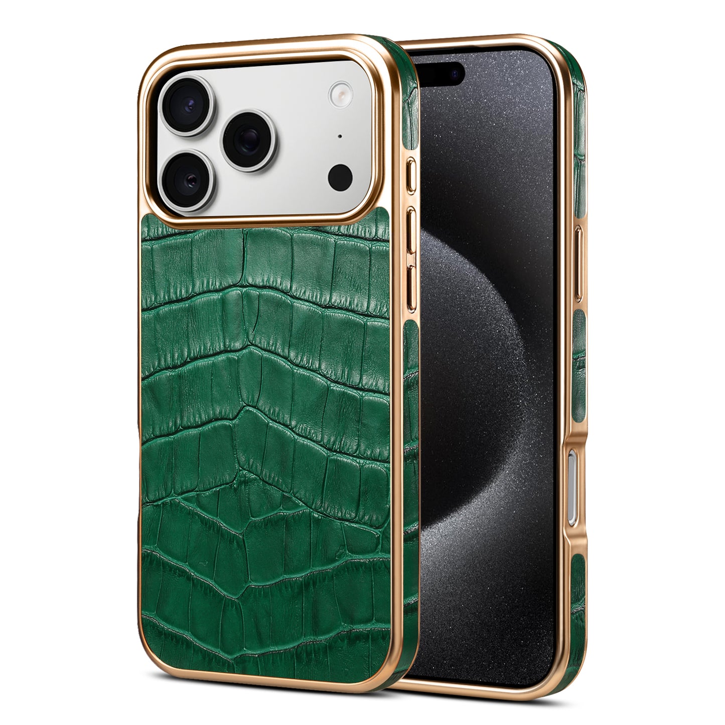 Genuine Leather Crocodile Texture Electroplated Phone Case