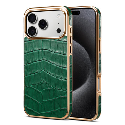 Genuine Leather Crocodile Texture Electroplated Phone Case