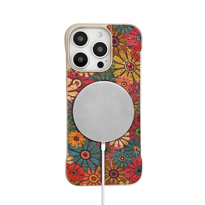 Floral Pattern Cork Borderless Magnetic Phone Case