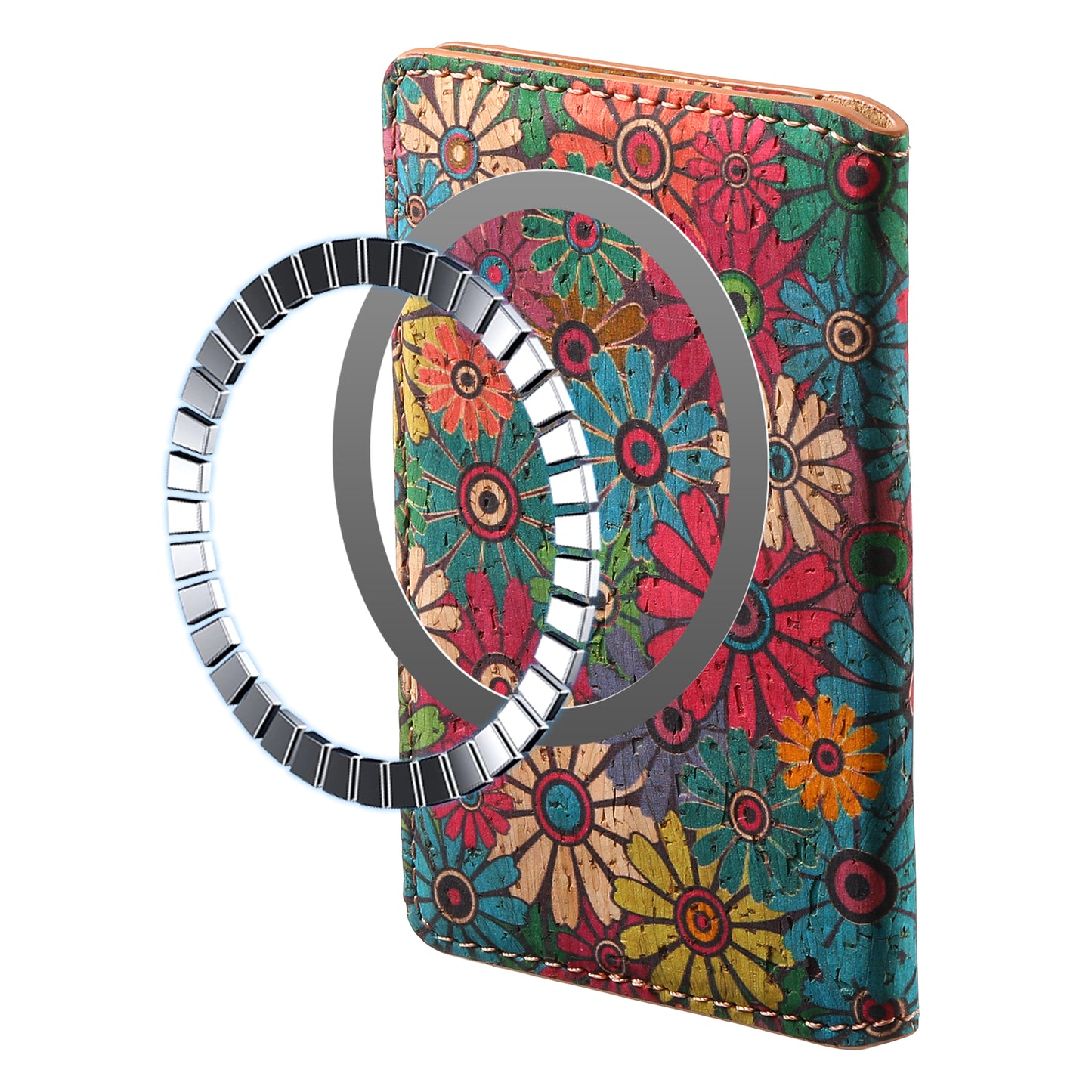 Cork Floral Magnetic Card Holder