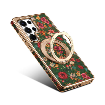 Cork Floral Rotating Electroplated Magnetic Phone Case (For Samsung)