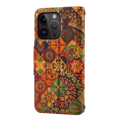 Cork Printed Button Stand Wallet Phone Case