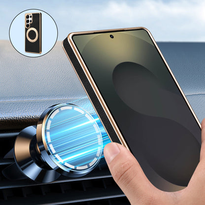 PU Faux Leather Litchi Texture Rotating Stand Electroplated Magnetic Phone Case (For Samsung)