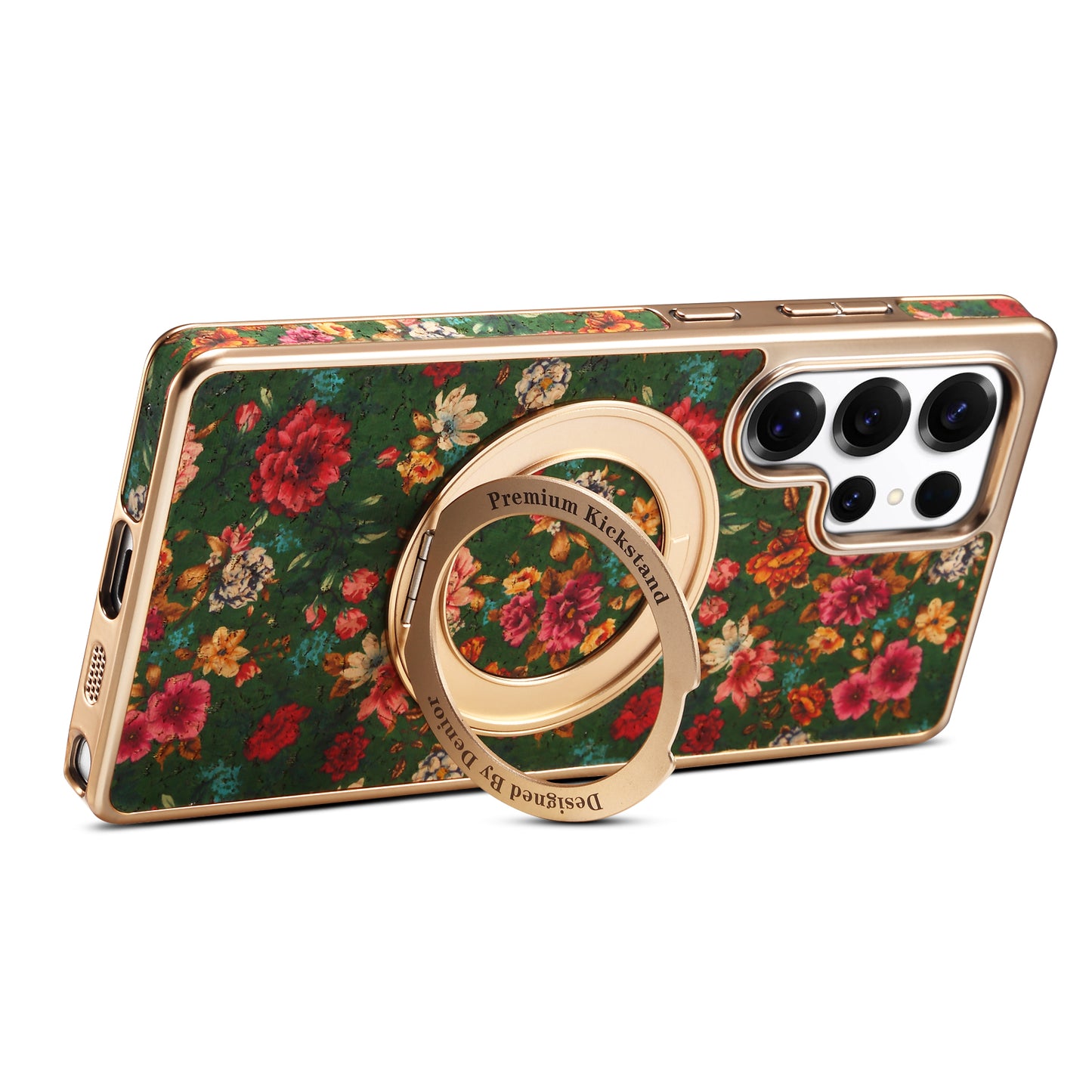 Cork Floral Rotating Electroplated Magnetic Phone Case (For Samsung)