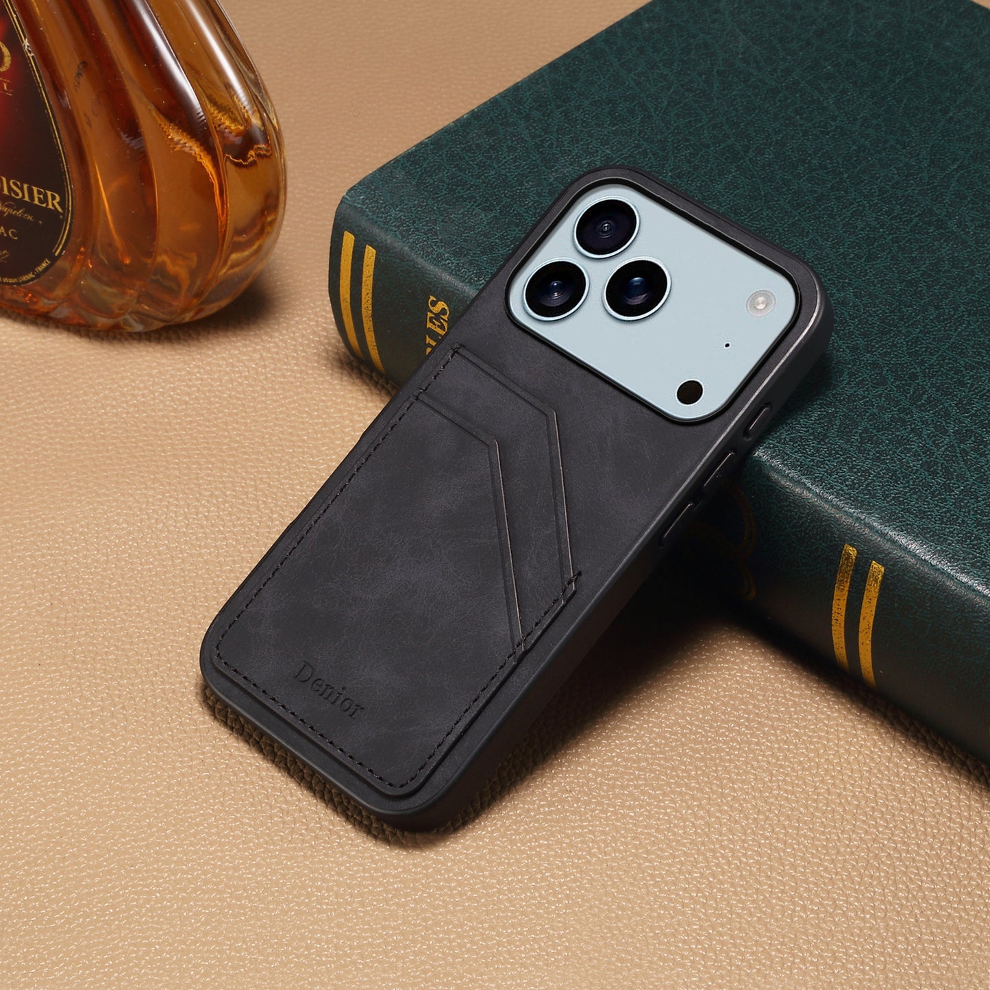 PU Retro Faux Leather Dual Card Slot Phone Case (For iPhone)