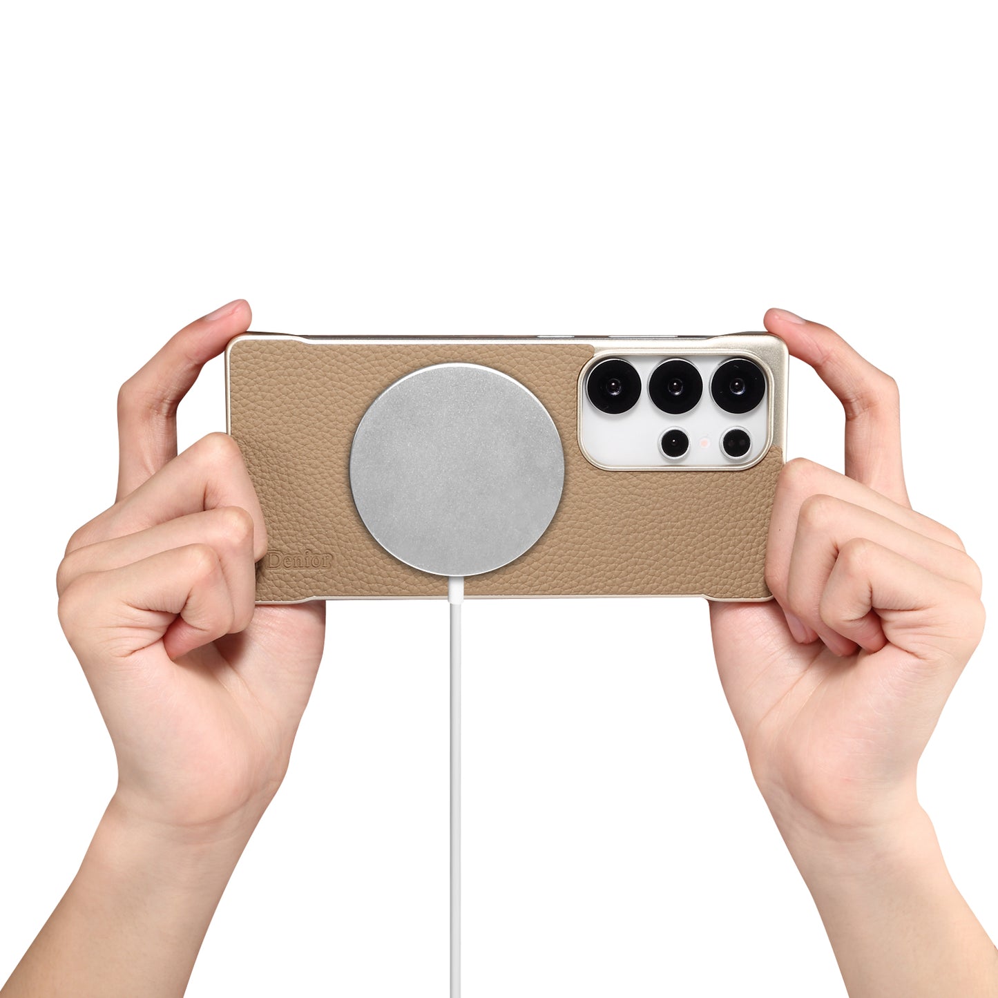 Genuine Leather Litchi Texture Magnetic Phone Case (For Samsung)