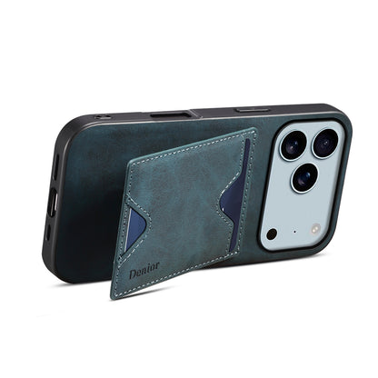 PU Retro Faux Leather Dual Card Slot Kickstand Phone Case (For iPhone)