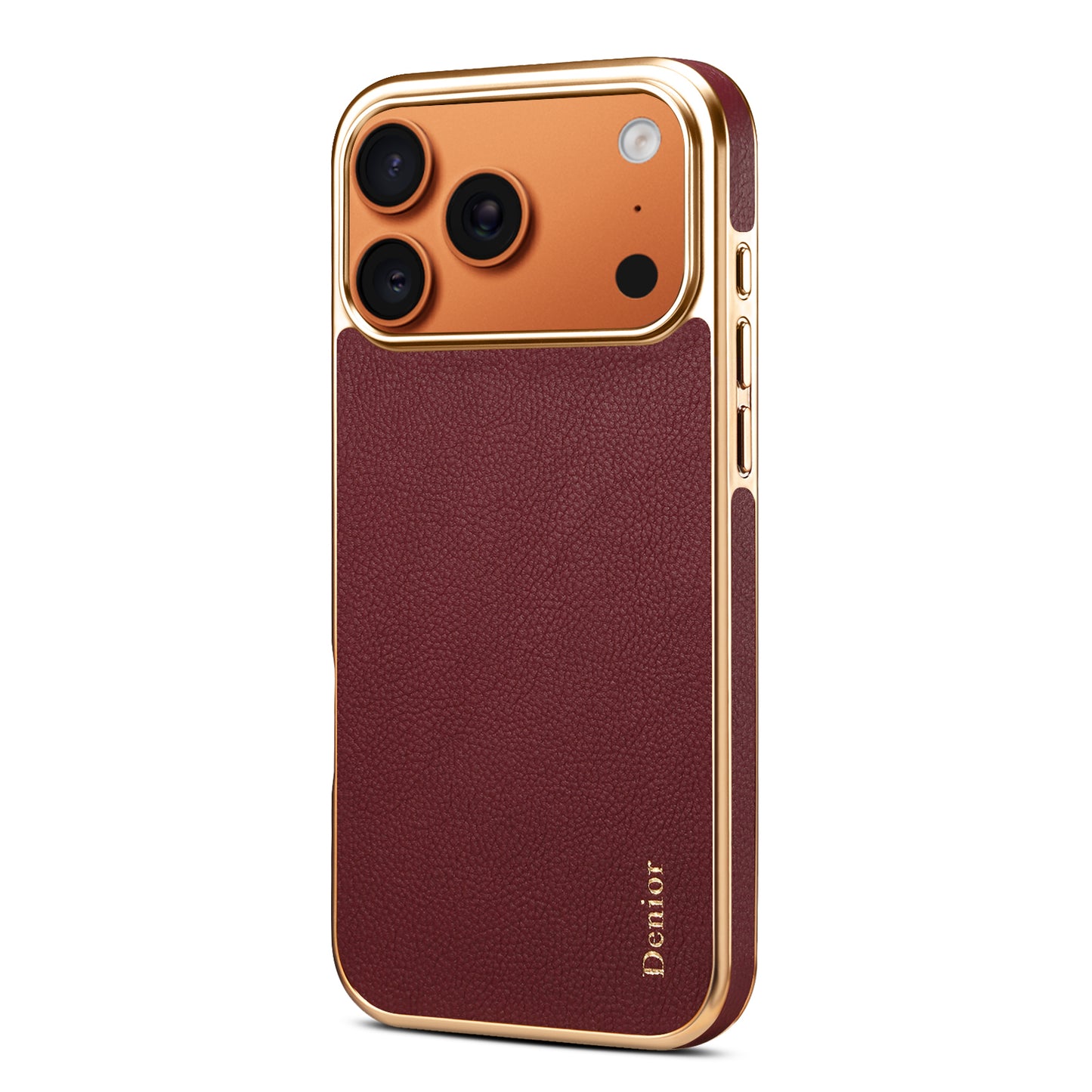 Luxury Car Style Genuine Leather Electroplated Phone Case