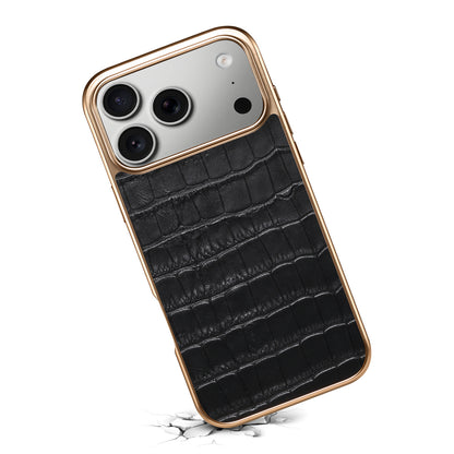 Genuine Leather Crocodile Texture Electroplated Phone Case
