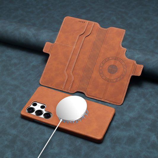 PU Retro Faux Leather Detachable Magnetic Wallet Stand Phone Case (For Samsung)