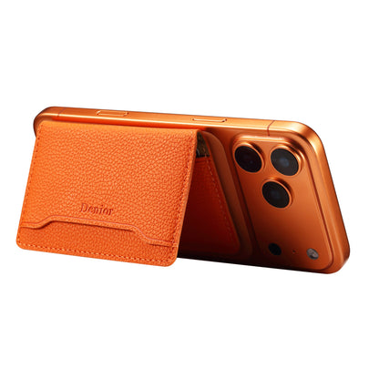 PU Faux Leather Lychee Texture Magnetic Card Holder