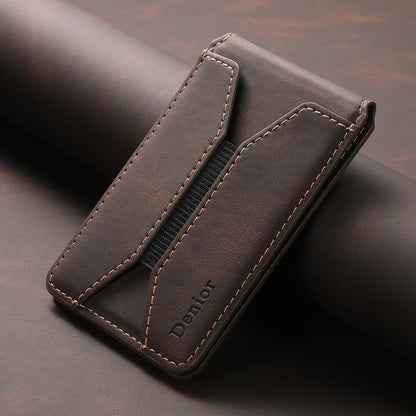 Bifold Vertical Elastic Rope Clip PU Leather Mag Wallet - Skin Feel