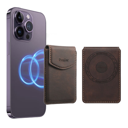 Magnetic Bracket Leather  Credit Card Bag（Brown）