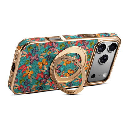 Floral Cork Wooden Case - 360 Kickstand