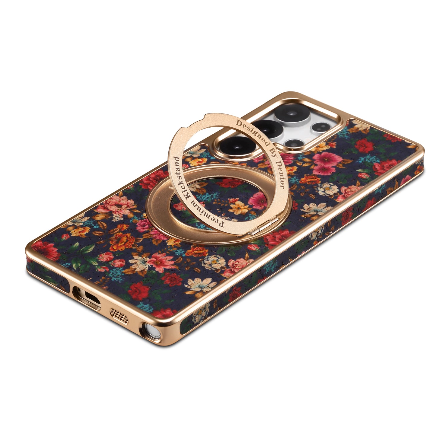 Cork Floral Rotating Electroplated Magnetic Phone Case (For Samsung)