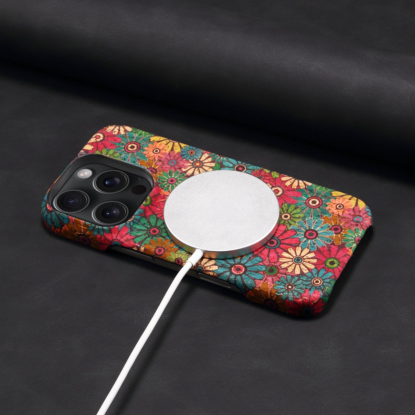 Floral Pattern Cork PC Phone Case