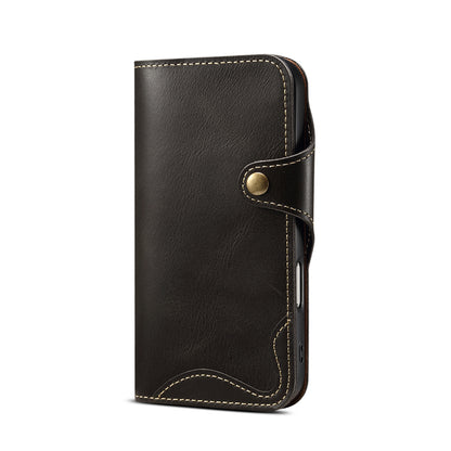 Genuine Oil Wax Cowhide Stand Wallet Phone Case