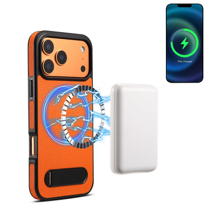 PU Faux Leather Lychee Texture In-line Stand Phone Case