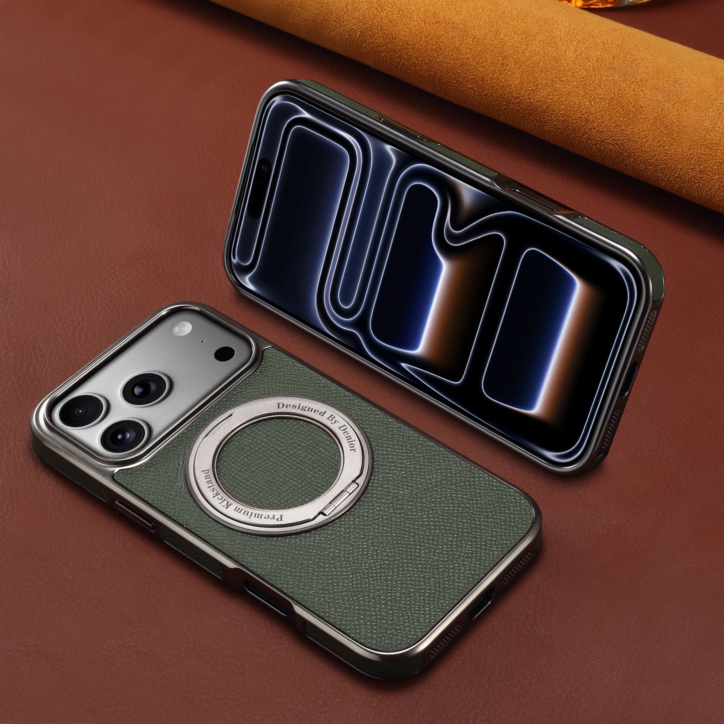 Genuine Leather Gear Electroplated Phone Case
