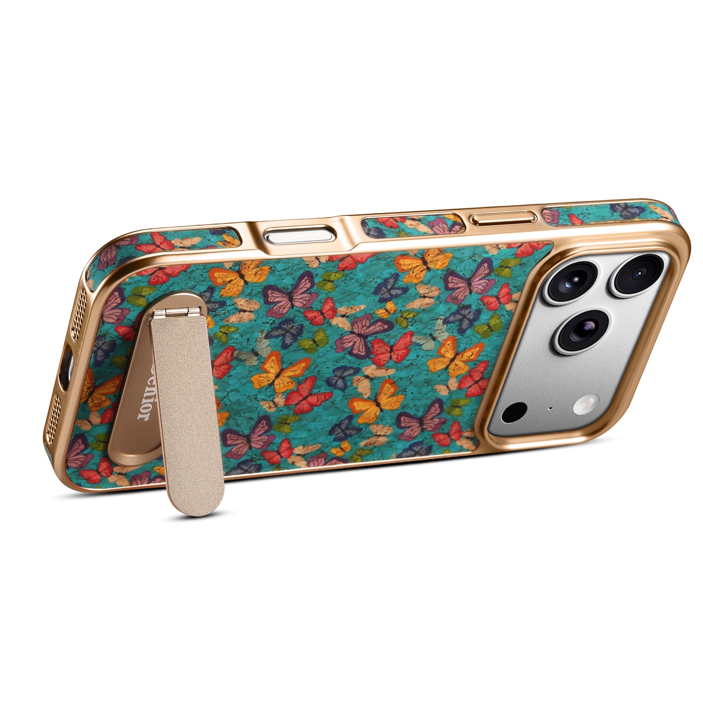 Cork Butterfly In-line Stand Magnetic Electroplated Phone Case