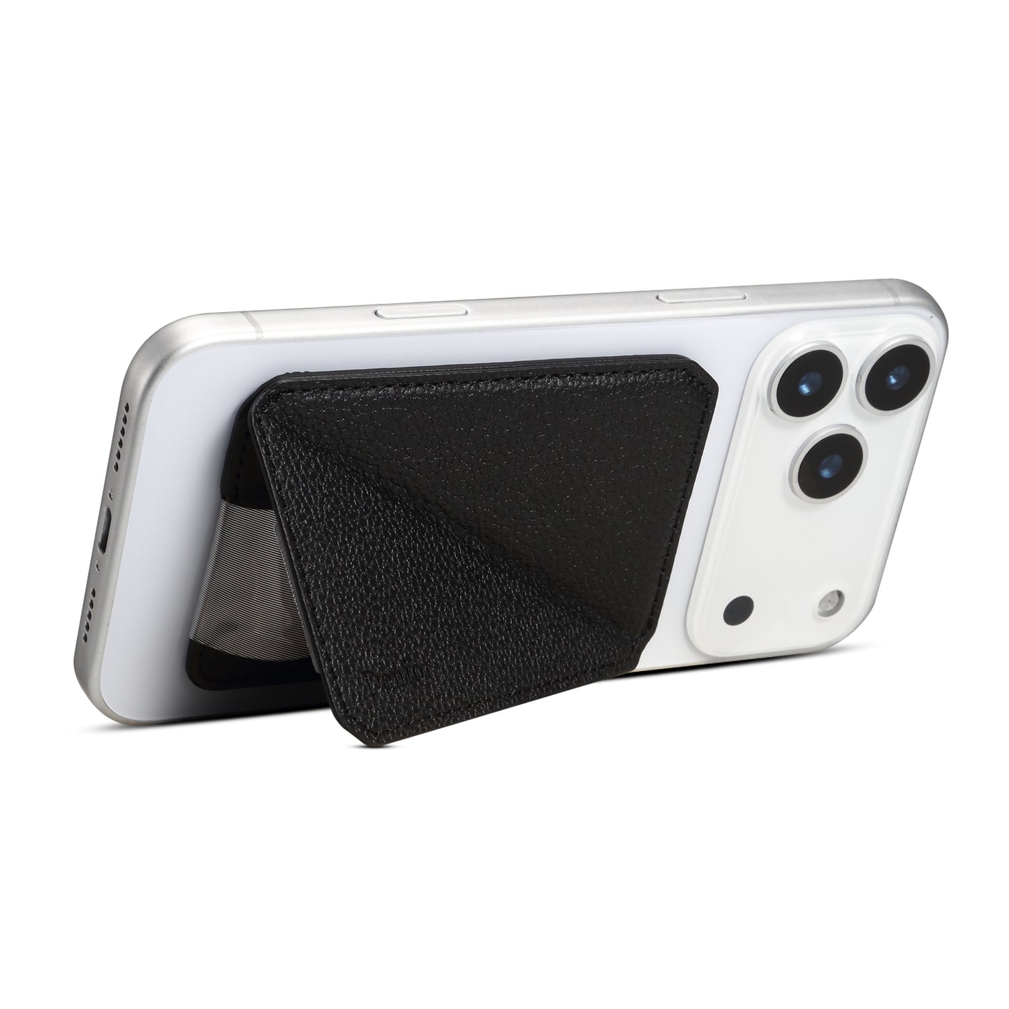 PU Faux Leather Lychee Texture Magnetic Card Holder