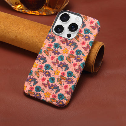 Floral Pattern Cork PC Phone Case