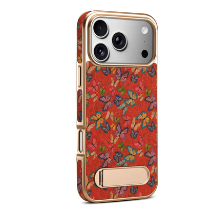Cork Butterfly In-line Stand Magnetic Electroplated Phone Case