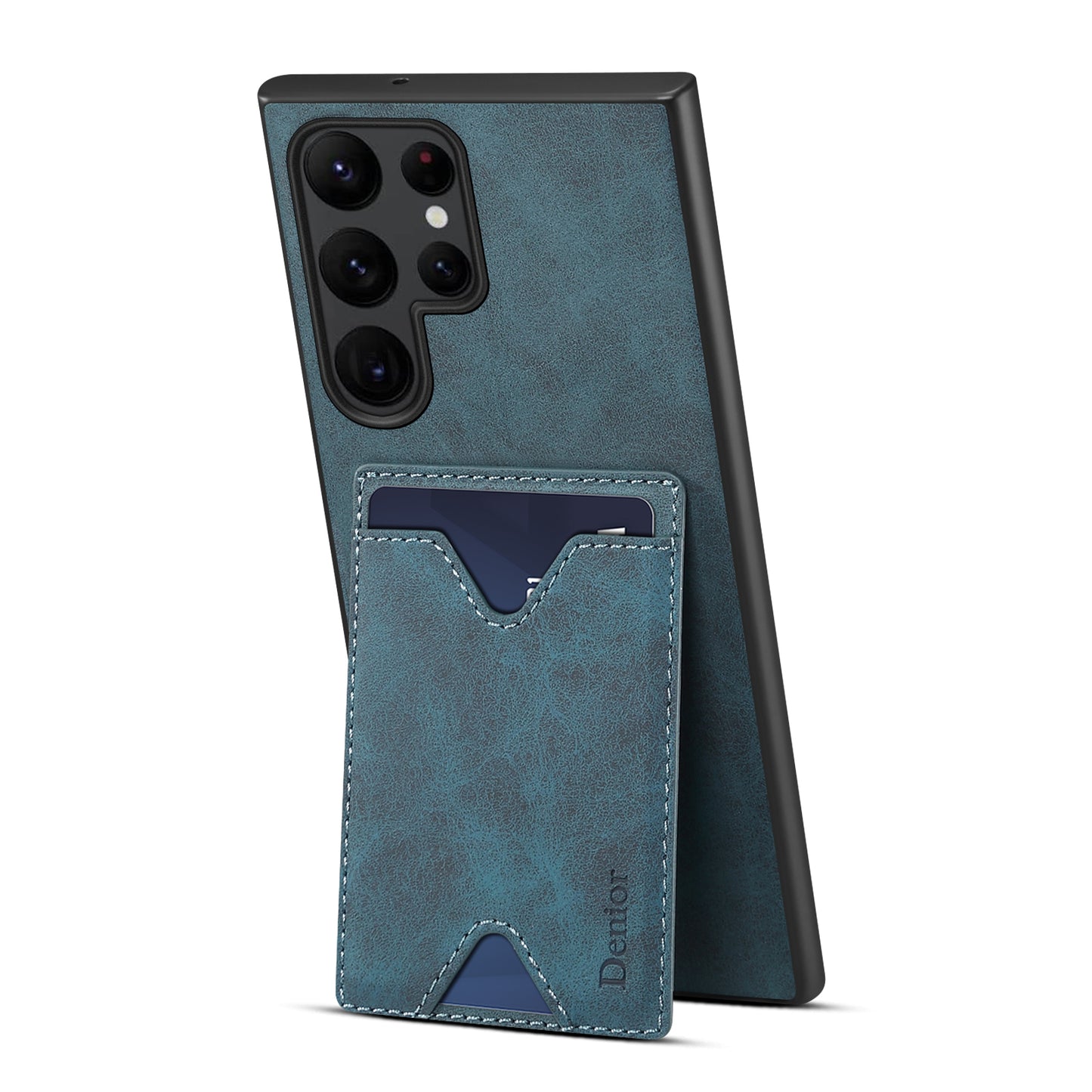 PU Retro Faux Leather Dual Card Slot Kickstand Phone Case (For Samsung)