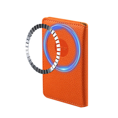 PU Faux Leather Lychee Texture Magnetic Card Holder