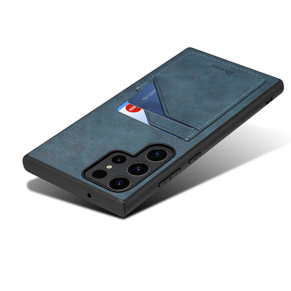 PU Retro Faux Leather Dual Card Slot Phone Case (For Samsung)