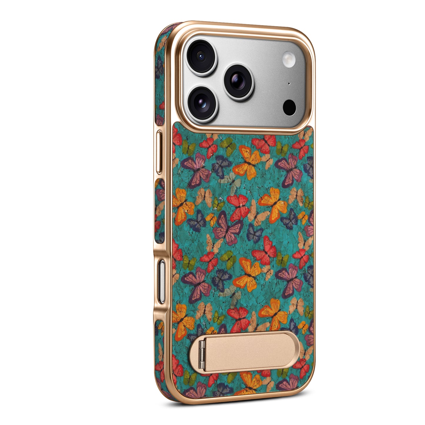 Cork Butterfly In-line Stand Magnetic Electroplated Phone Case