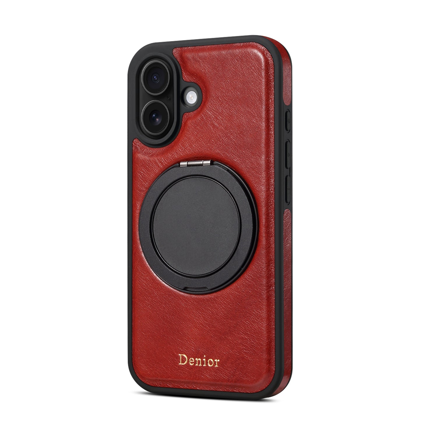 Genuine Leather 360° Rotating Gear Stand Phone Case