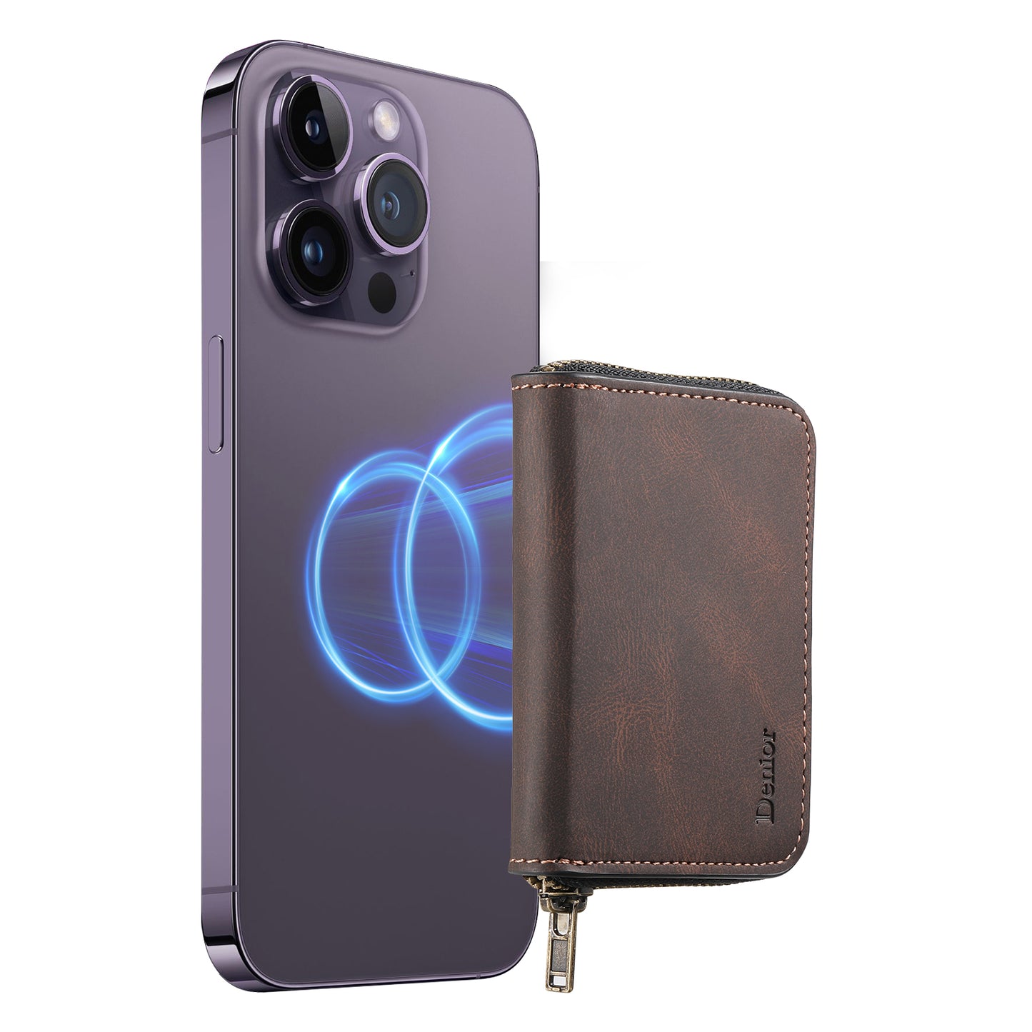 PU Skin-Feel Magnetic Zipper Card Holder