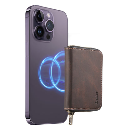 PU Skin-Feel Magnetic Zipper Card Holder