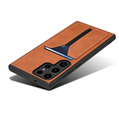 PU Retro Faux Leather DV Elastic Card Holder Phone Case (For Samsung)