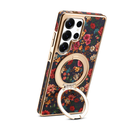 Cork Floral Rotating Electroplated Magnetic Phone Case (For Samsung)