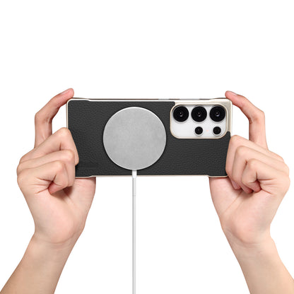 Genuine Leather Litchi Texture Magnetic Phone Case (For Samsung)