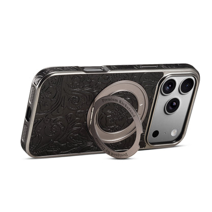 Genuine Leather Printed Gear Electroplated Phone Case