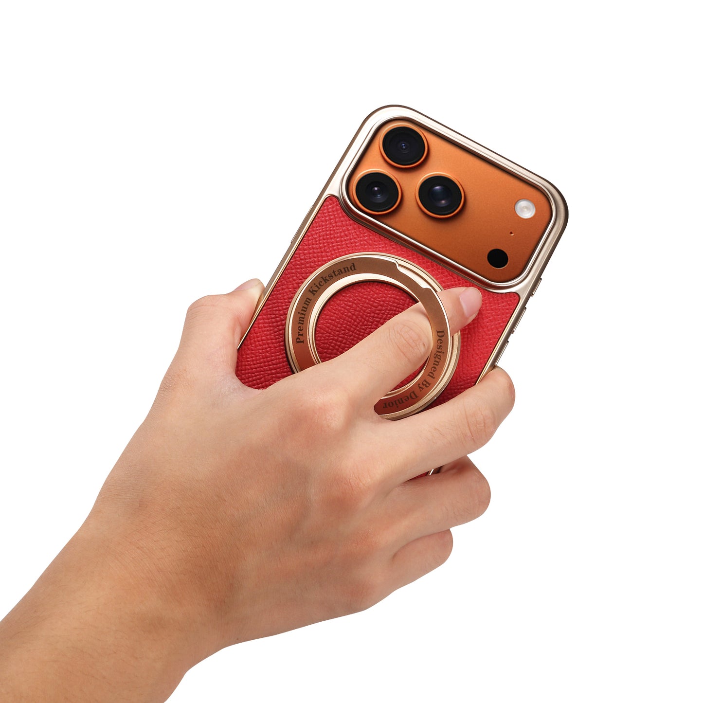 Genuine Leather Gear Electroplated Phone Case