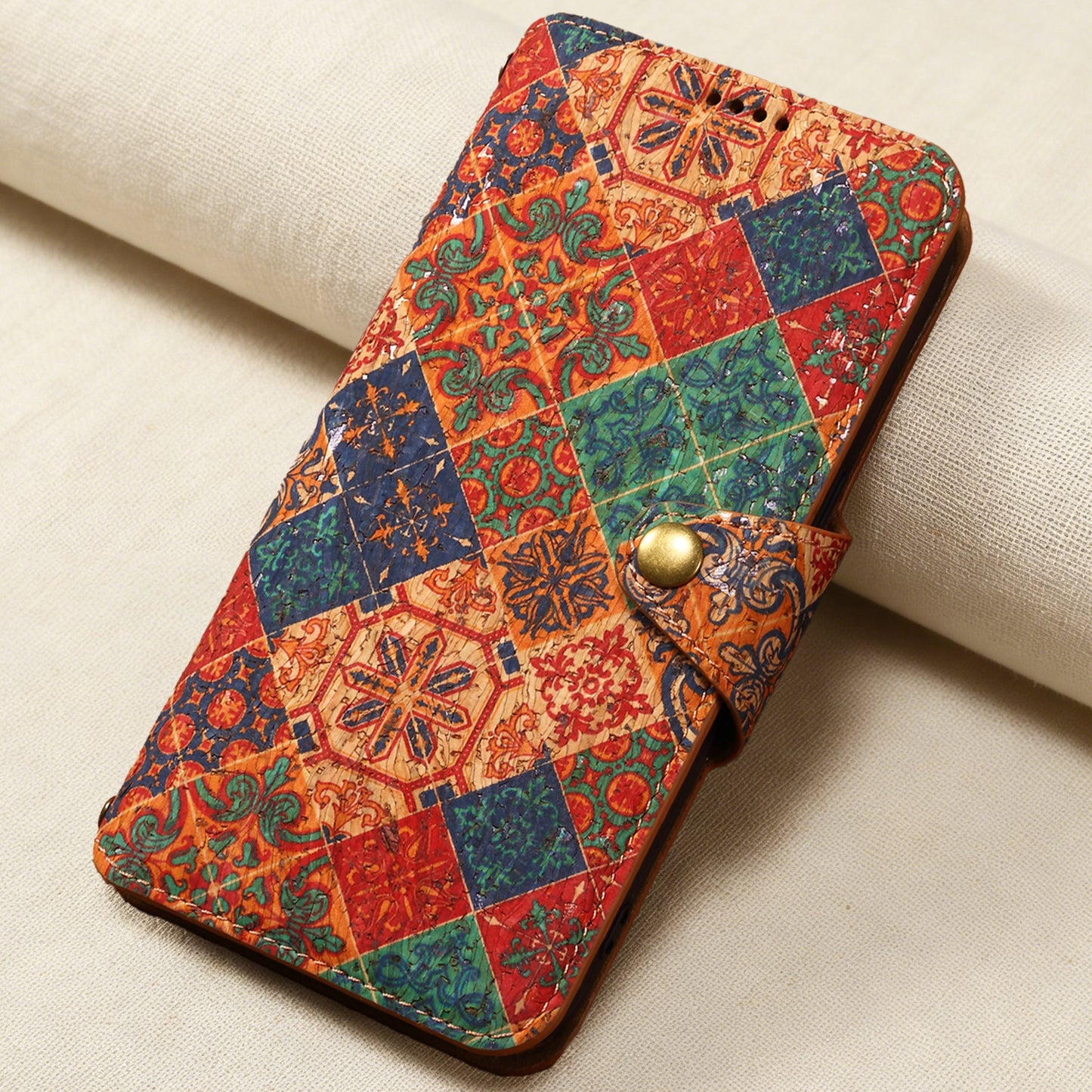 Floral Cork Wooden Wallet Case