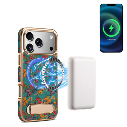 Cork Butterfly In-line Stand Magnetic Electroplated Phone Case