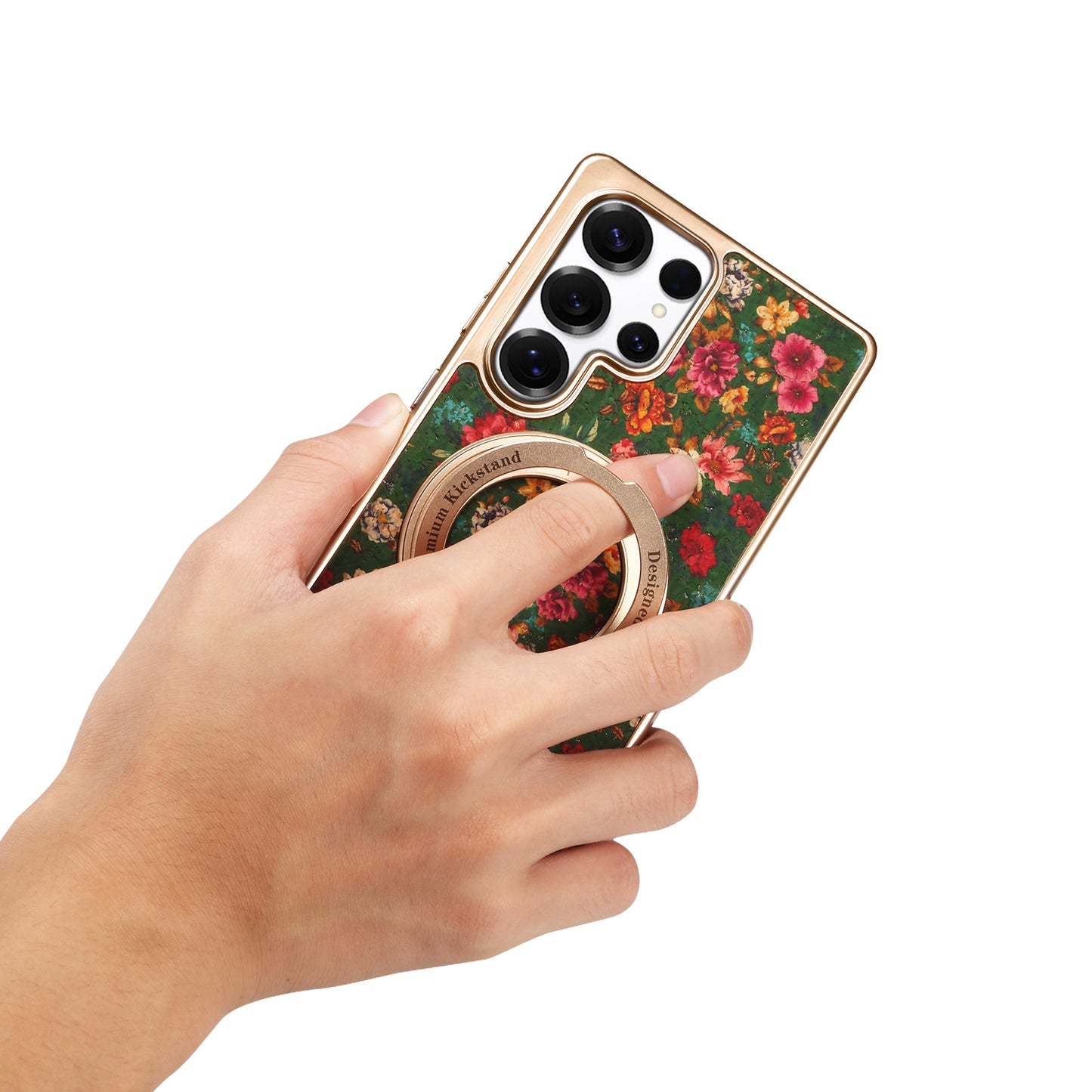 Cork Floral Rotating Electroplated Magnetic Phone Case (For Samsung)